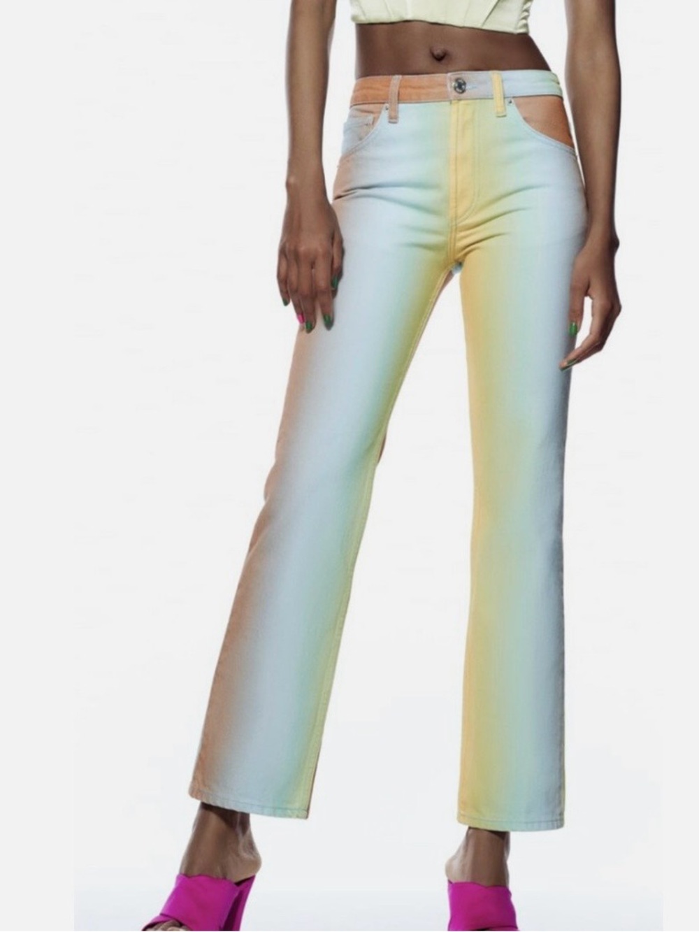 Zara Neon Tie Dye Denim. Size 2